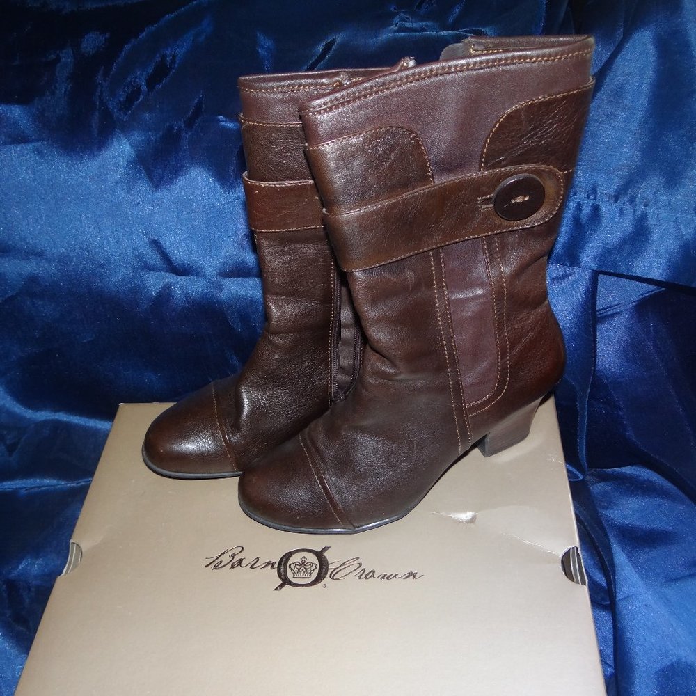 Barn Crown Pratt Dark Brown Vegan Leather Boots - (Sz. 10)
